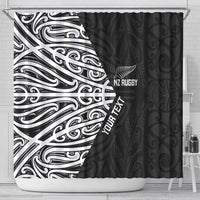 New Zealand Silver Fern Rugby Custom Shower Curtain Maori Koru Go Black Fern LT14 - Polynesian Pride