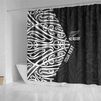 New Zealand Silver Fern Rugby Custom Shower Curtain Maori Koru Go Black Fern LT14 - Polynesian Pride
