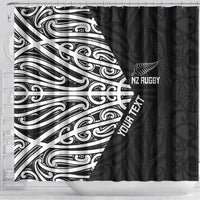 New Zealand Silver Fern Rugby Custom Shower Curtain Maori Koru Go Black Fern LT14 - Polynesian Pride