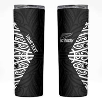 New Zealand Silver Fern Rugby Custom Skinny Tumbler Maori Koru Go Black Fern LT14 Black - Polynesian Pride