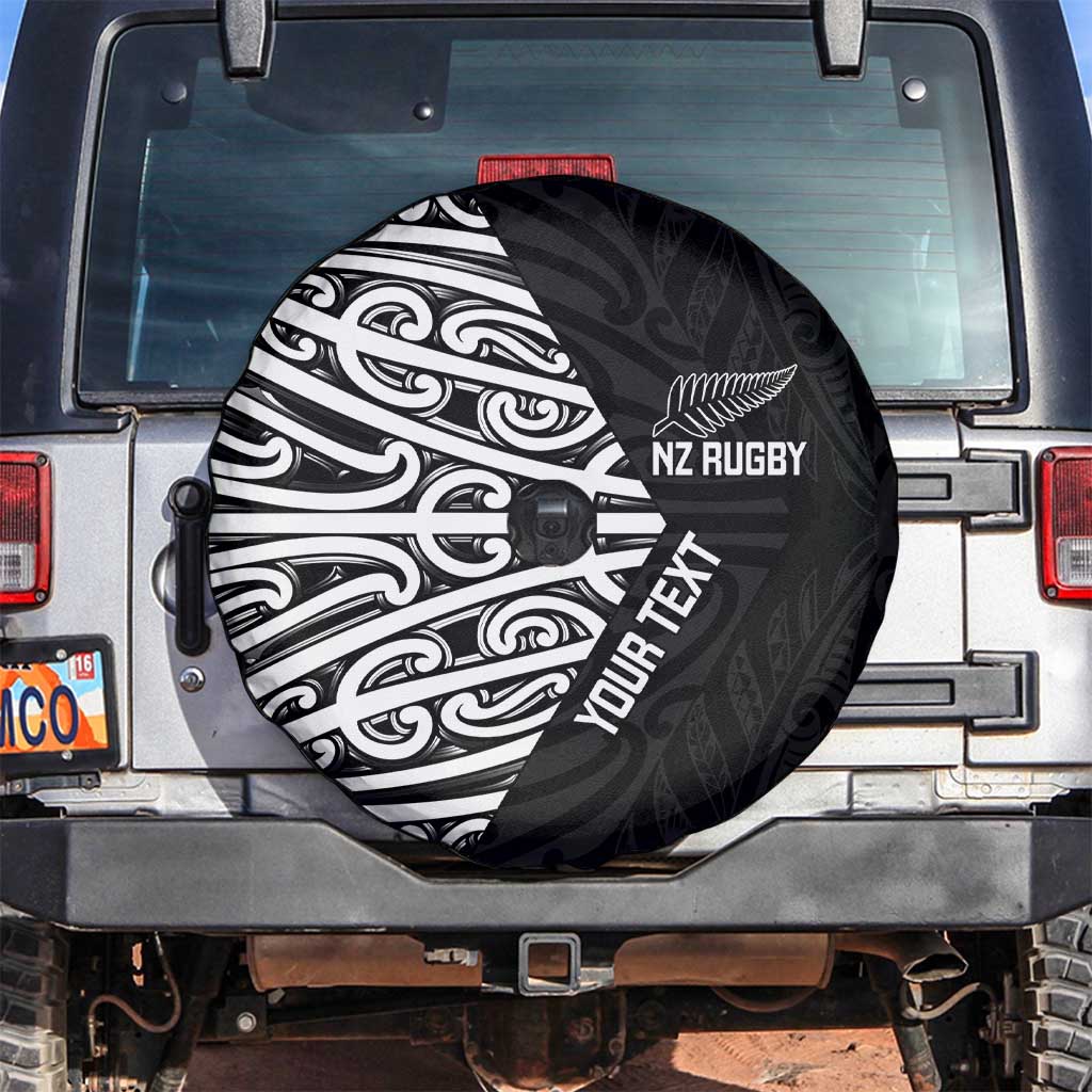 New Zealand Silver Fern Rugby Custom Spare Tire Cover Maori Koru Go Black Fern LT14 Black - Polynesian Pride