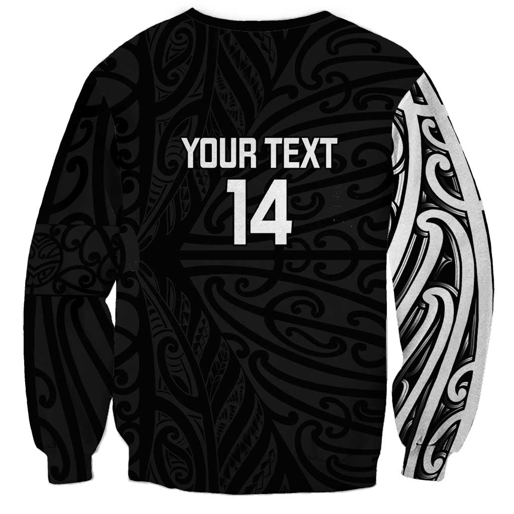 New Zealand Silver Fern Rugby Custom Sweatshirt Maori Koru Go Black Fern - Polynesian Pride