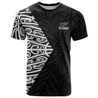 New Zealand Silver Fern Rugby Custom T Shirt Maori Koru Go Black Fern - Polynesian Pride