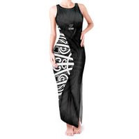 New Zealand Silver Fern Rugby Custom Tank Maxi Dress Maori Koru Go Black Fern LT14 Women Black - Polynesian Pride