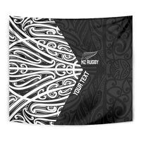 New Zealand Silver Fern Rugby Custom Tapestry Maori Koru Go Black Fern LT14 - Polynesian Pride