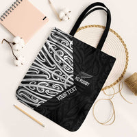 New Zealand Silver Fern Rugby Custom Tote Bag Maori Koru Go Black Fern LT14 Black Strap One Size Black - Polynesian Pride
