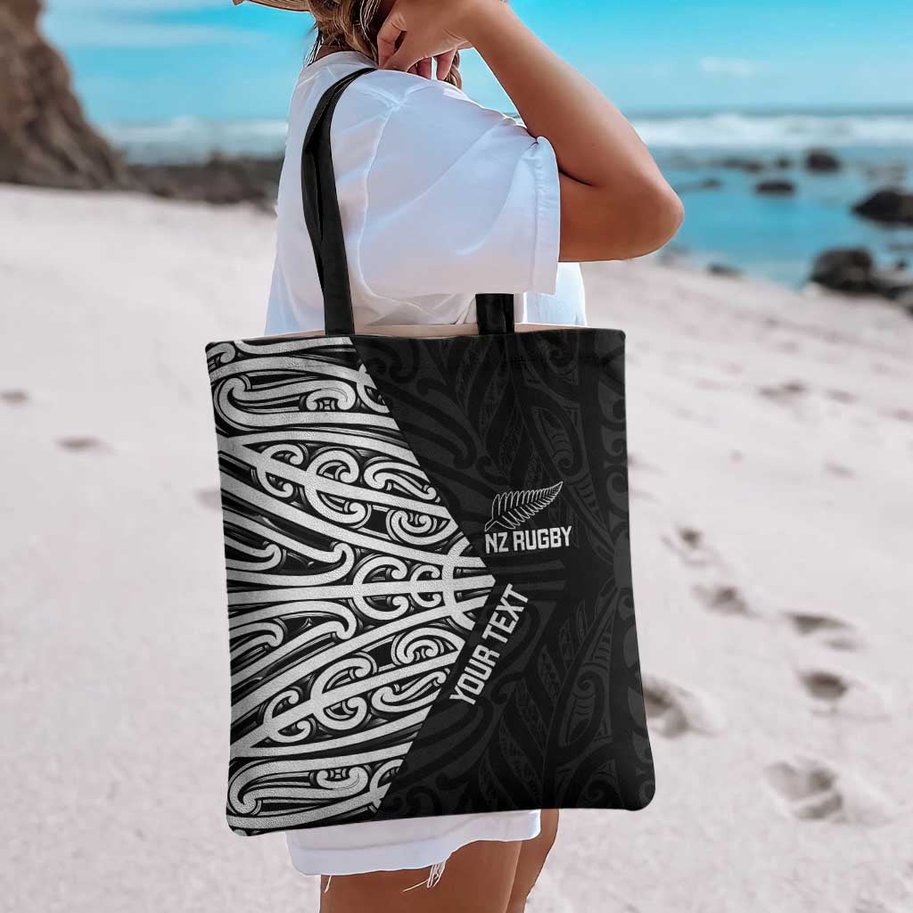 New Zealand Silver Fern Rugby Custom Tote Bag Maori Koru Go Black Fern LT14 - Polynesian Pride