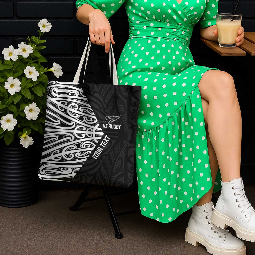 New Zealand Silver Fern Rugby Custom Tote Bag Maori Koru Go Black Fern LT14 - Polynesian Pride