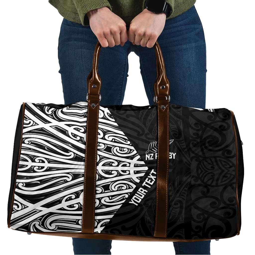 New Zealand Silver Fern Rugby Custom Travel Bag Maori Koru Go Black Fern LT14 Black - Polynesian Pride