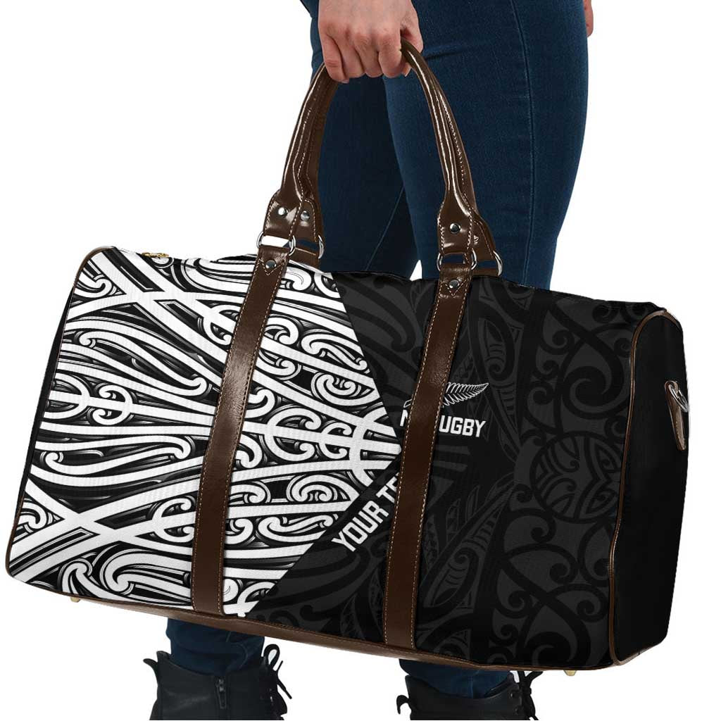 New Zealand Silver Fern Rugby Custom Travel Bag Maori Koru Go Black Fern LT14 - Polynesian Pride