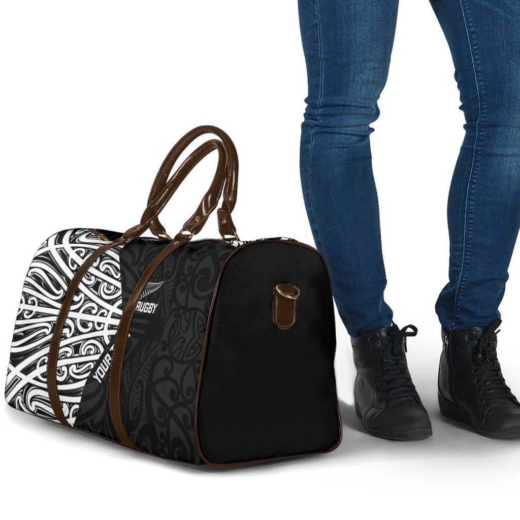 New Zealand Silver Fern Rugby Custom Travel Bag Maori Koru Go Black Fern LT14 - Polynesian Pride