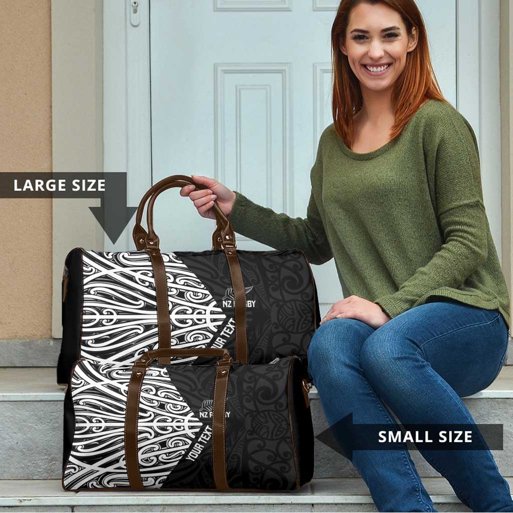 New Zealand Silver Fern Rugby Custom Travel Bag Maori Koru Go Black Fern LT14 - Polynesian Pride
