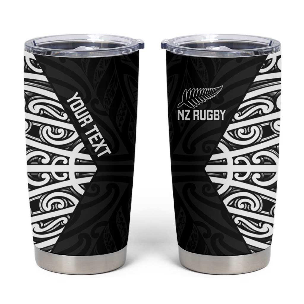 New Zealand Silver Fern Rugby Custom Tumbler Cup Maori Koru Go Black Fern LT14 Black - Polynesian Pride