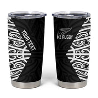 New Zealand Silver Fern Rugby Custom Tumbler Cup Maori Koru Go Black Fern LT14 Black - Polynesian Pride