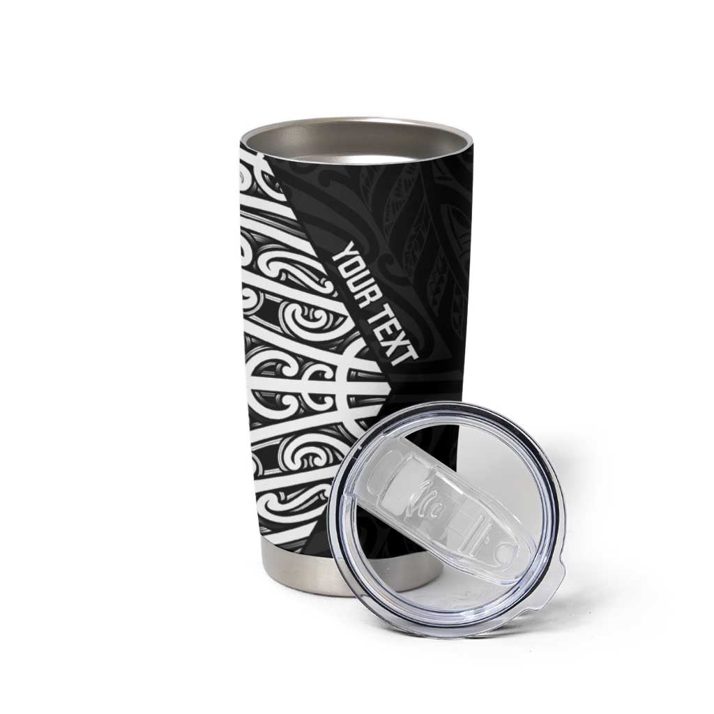 New Zealand Silver Fern Rugby Custom Tumbler Cup Maori Koru Go Black Fern LT14 - Polynesian Pride