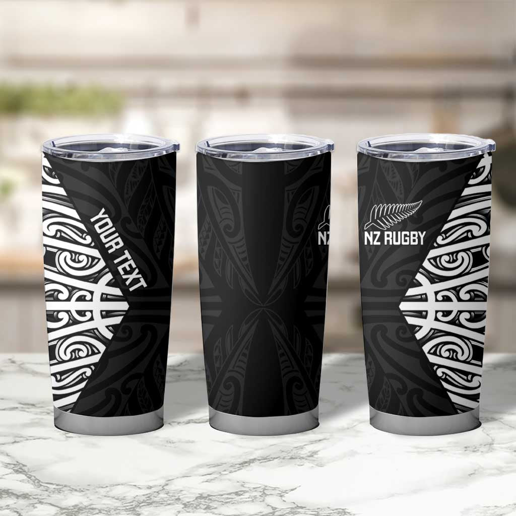 New Zealand Silver Fern Rugby Custom Tumbler Cup Maori Koru Go Black Fern LT14 - Polynesian Pride