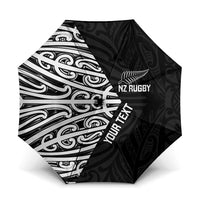 New Zealand Silver Fern Rugby Custom Umbrella Maori Koru Go Black Fern LT14 One Size Folded 11.42 inch Opened Diameter 37.4 inch Black - Polynesian Pride