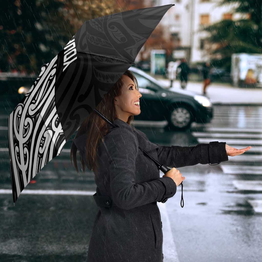New Zealand Silver Fern Rugby Custom Umbrella Maori Koru Go Black Fern LT14 - Polynesian Pride