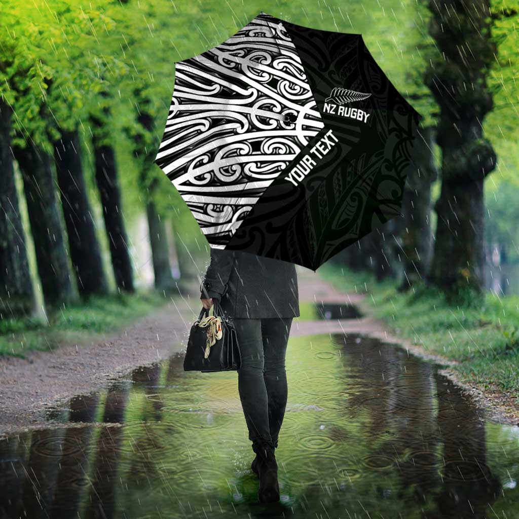 New Zealand Silver Fern Rugby Custom Umbrella Maori Koru Go Black Fern LT14 - Polynesian Pride