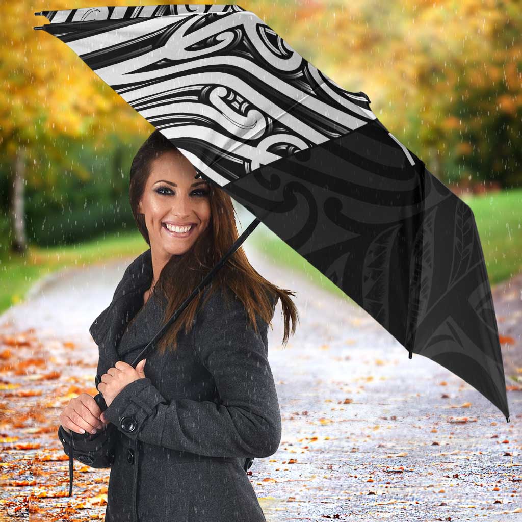 New Zealand Silver Fern Rugby Custom Umbrella Maori Koru Go Black Fern LT14 - Polynesian Pride