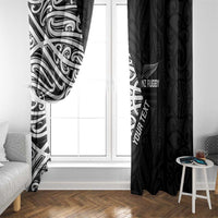 New Zealand Silver Fern Rugby Custom Window Curtain Maori Koru Go Black Fern LT14 - Polynesian Pride