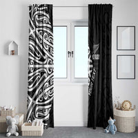 New Zealand Silver Fern Rugby Custom Window Curtain Maori Koru Go Black Fern LT14 - Polynesian Pride
