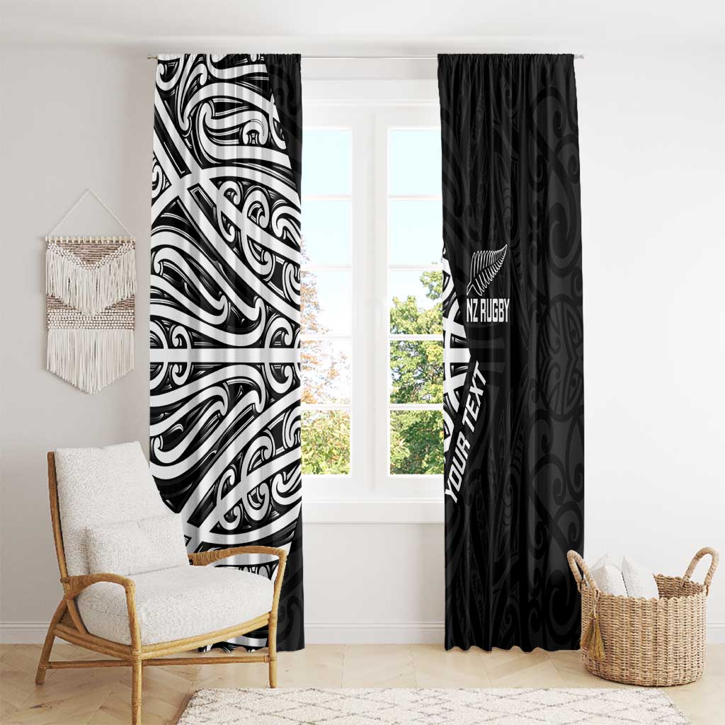 New Zealand Silver Fern Rugby Custom Window Curtain Maori Koru Go Black Fern LT14 - Polynesian Pride