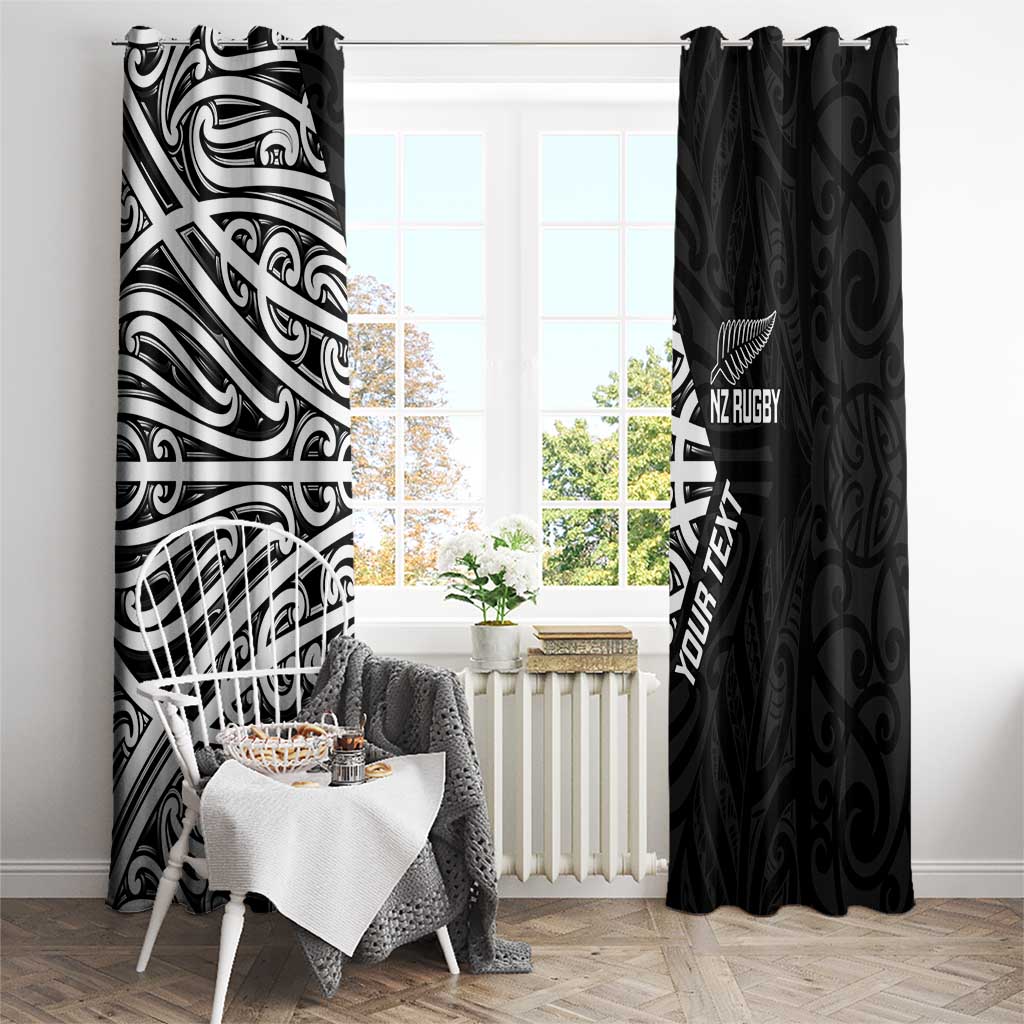 New Zealand Silver Fern Rugby Custom Window Curtain Maori Koru Go Black Fern LT14 - Polynesian Pride