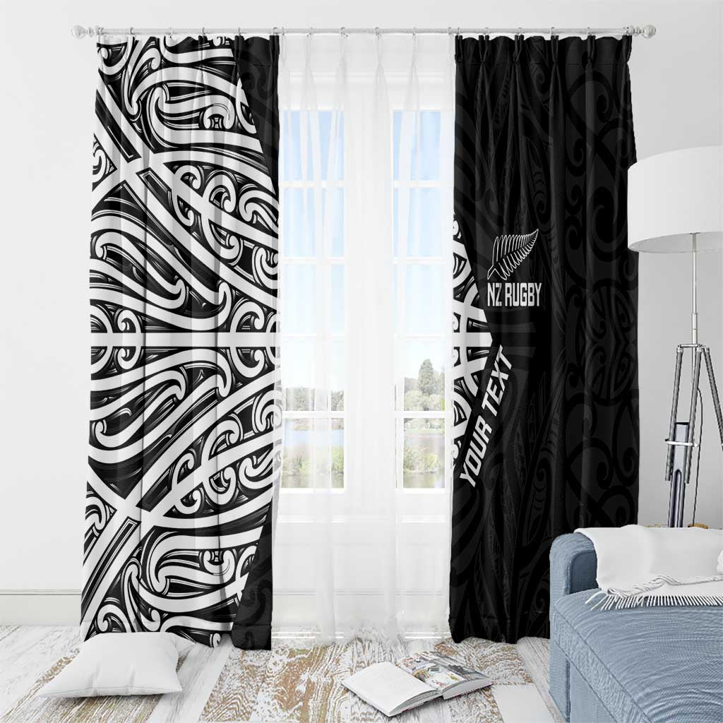 New Zealand Silver Fern Rugby Custom Window Curtain Maori Koru Go Black Fern LT14 - Polynesian Pride