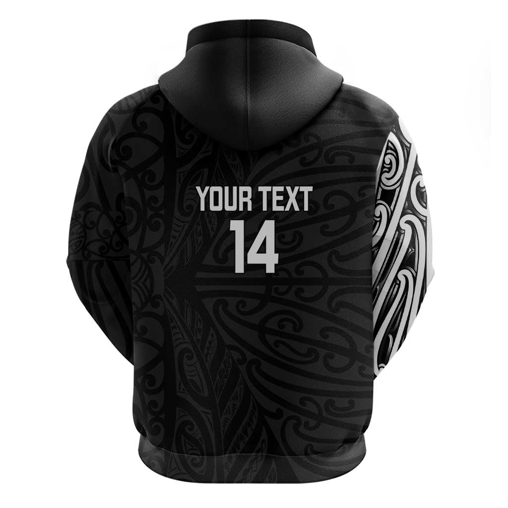 New Zealand Silver Fern Rugby Custom Zip Hoodie Maori Koru Go Black Fern LT14 - Polynesian Pride