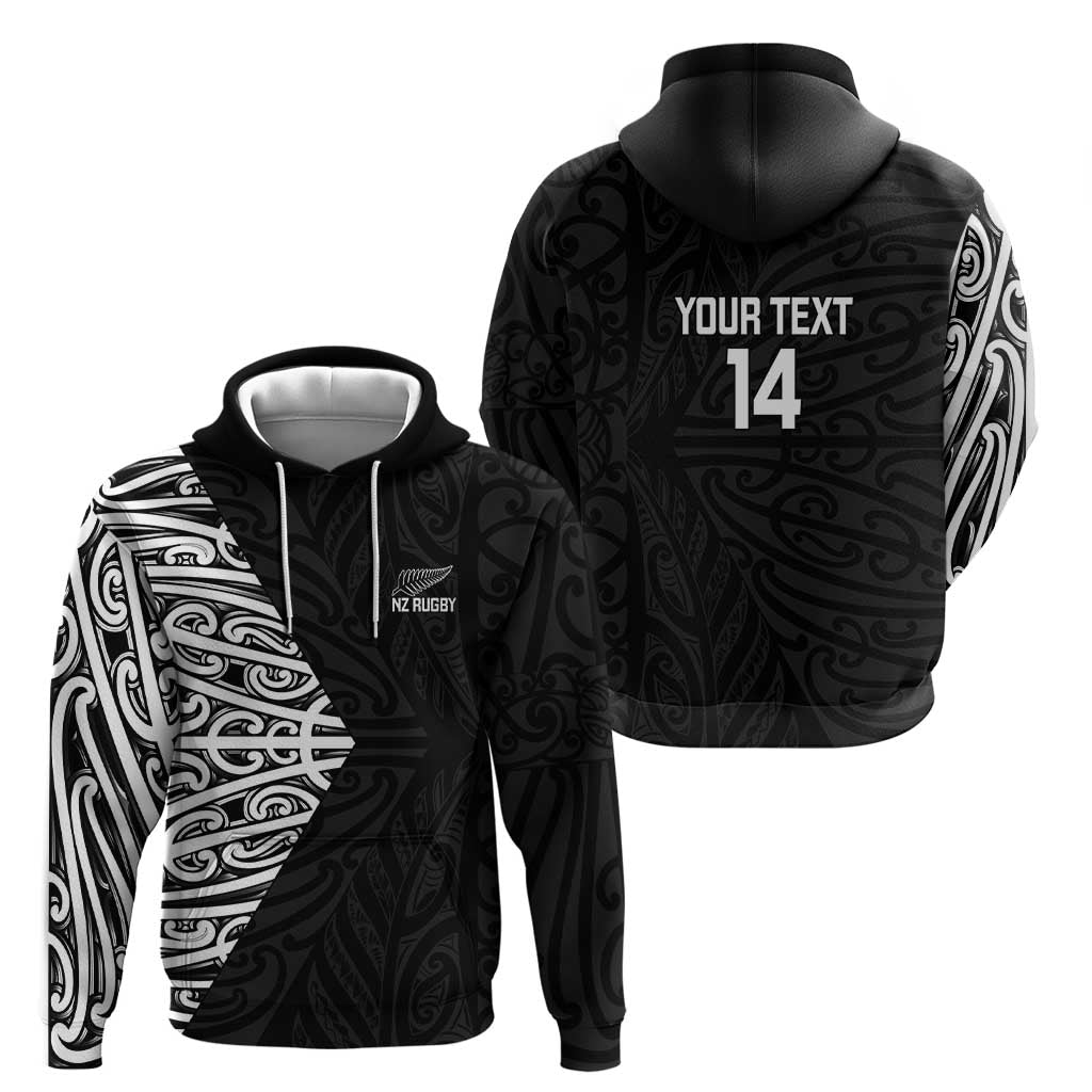 New Zealand Silver Fern Rugby Custom Zip Hoodie Maori Koru Go Black Fern LT14 - Polynesian Pride