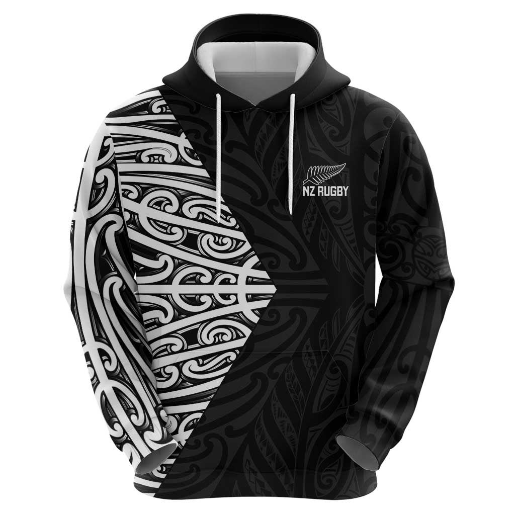 New Zealand Silver Fern Rugby Custom Zip Hoodie Maori Koru Go Black Fern LT14 - Polynesian Pride