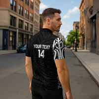 New Zealand Silver Fern Rugby Custom Zipper Polo Shirt Maori Koru Go Black Fern LT14 - Polynesian Pride