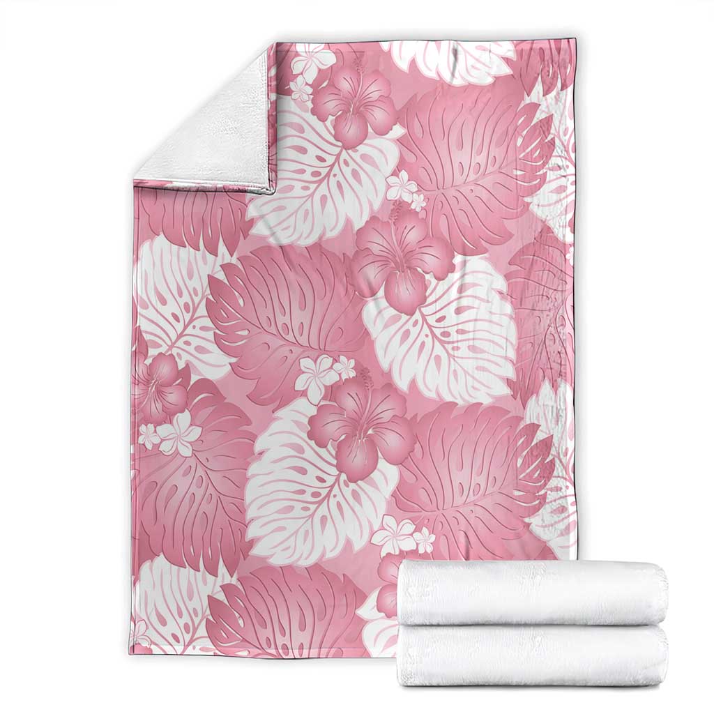 Pink Aloha Hawaii Blanket Monstera Hibiscus Plumeria Seamless Vibes - Polynesian Pride