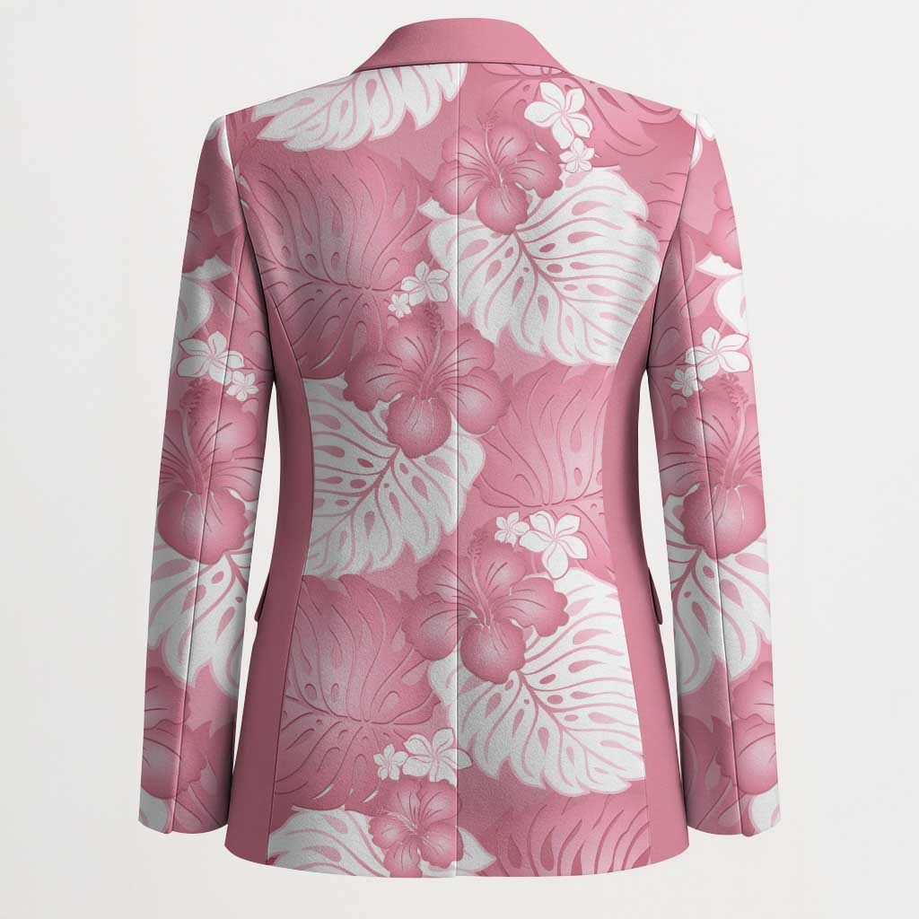 Pink Aloha Hawaii Blazer Monstera Hibiscus Plumeria Seamless Vibes LT14 - Polynesian Pride