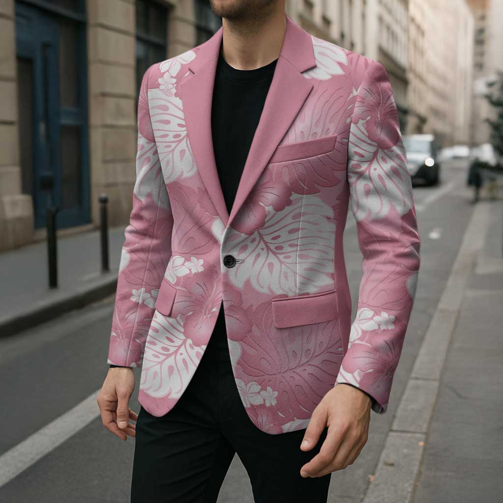 Pink Aloha Hawaii Blazer Monstera Hibiscus Plumeria Seamless Vibes LT14 - Polynesian Pride