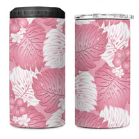 Pink Aloha Hawaii 4 in 1 Can Cooler Tumbler Monstera Hibiscus Plumeria Seamless Vibes LT14 One Size: 16 oz Pink - Polynesian Pride