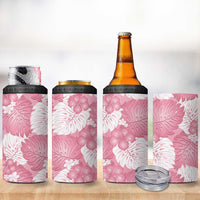 Pink Aloha Hawaii 4 in 1 Can Cooler Tumbler Monstera Hibiscus Plumeria Seamless Vibes LT14 - Polynesian Pride
