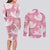 Pink Aloha Hawaii Couples Matching Long Sleeve Bodycon Dress and Long Sleeve Button Shirt Monstera Hibiscus Plumeria Seamless Vibes - Polynesian Pride