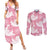 Pink Aloha Hawaii Couples Matching Summer Maxi Dress and Long Sleeve Button Shirt Monstera Hibiscus Plumeria Seamless Vibes - Polynesian Pride