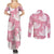 Pink Aloha Hawaii Couples Matching Summer Maxi Dress and Long Sleeve Button Shirt Monstera Hibiscus Plumeria Seamless Vibes - Polynesian Pride
