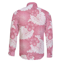 Pink Aloha Hawaii Family Matching Off The Shoulder Long Sleeve Dress and Hawaiian Shirt Monstera Hibiscus Plumeria Seamless Vibes LT14 - Polynesian Pride