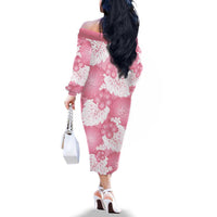Pink Aloha Hawaii Family Matching Off The Shoulder Long Sleeve Dress and Hawaiian Shirt Monstera Hibiscus Plumeria Seamless Vibes LT14 - Polynesian Pride
