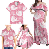 Pink Aloha Hawaii Family Matching Off Shoulder Maxi Dress and Hawaiian Shirt Monstera Hibiscus Plumeria Seamless Vibes LT14 - Polynesian Pride