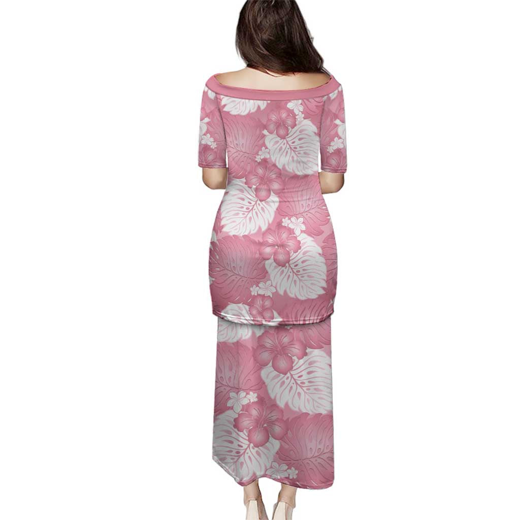 Pink Aloha Hawaii Family Matching Puletasi and Hawaiian Shirt Monstera Hibiscus Plumeria Seamless Vibes LT14 - Polynesian Pride