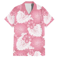 Pink Aloha Hawaii Family Matching Tank Maxi Dress and Hawaiian Shirt Monstera Hibiscus Plumeria Seamless Vibes LT14 Dad's Shirt - Short Sleeve Pink - Polynesian Pride
