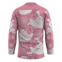 Pink Aloha Hawaii Hockey Jersey Monstera Hibiscus Plumeria Seamless Vibes - Polynesian Pride