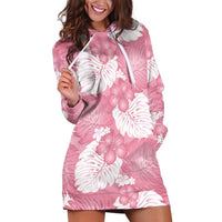 Pink Aloha Hawaii Hoodie Dress Monstera Hibiscus Plumeria Seamless Vibes LT14 Pink - Polynesian Pride