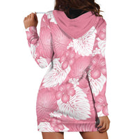 Pink Aloha Hawaii Hoodie Dress Monstera Hibiscus Plumeria Seamless Vibes LT14 - Polynesian Pride