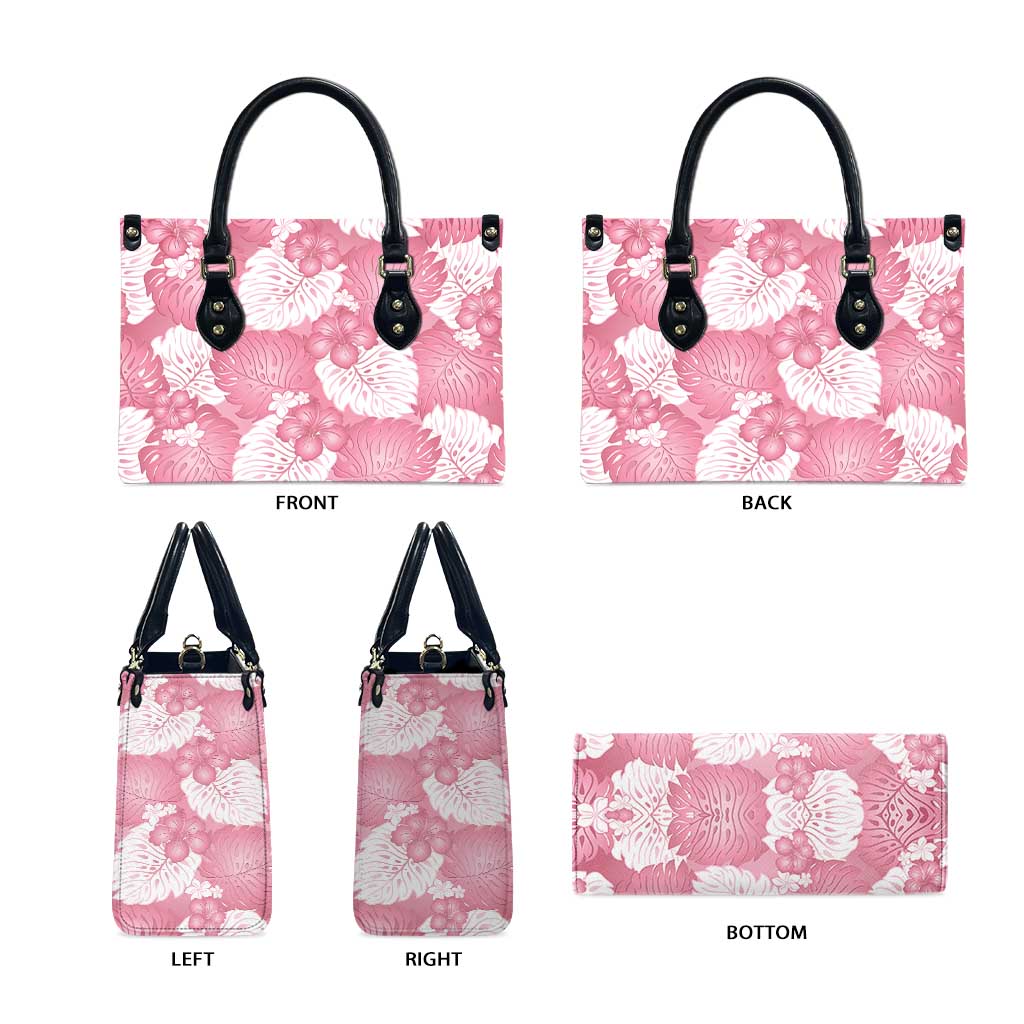 Pink Aloha Hawaii Leather Bag Monstera Hibiscus Plumeria Seamless Vibes - Polynesian Pride